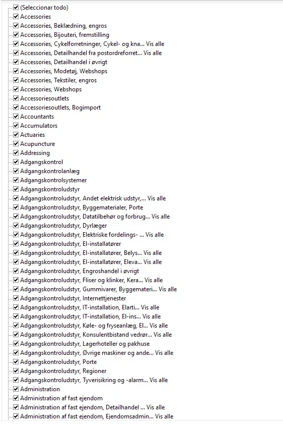 Baza de date a companiilor din Danemarca EXCEL Download 2