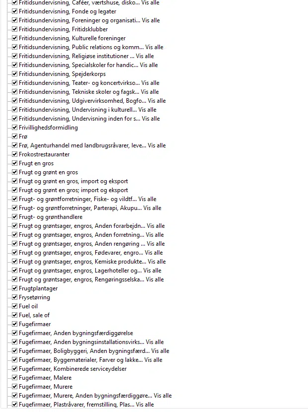 Baza de date a companiilor din Danemarca EXCEL Download
