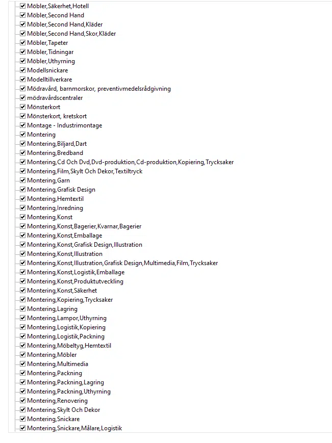 Švedska zbirka podatkov podjetij EXCEL Prenos 3