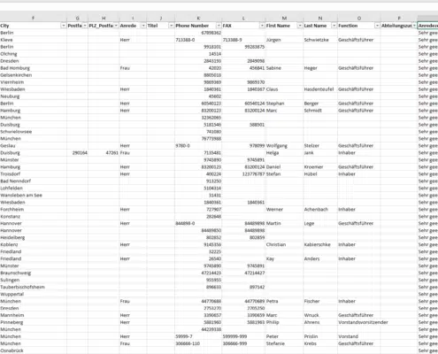database delle aziende tedesche